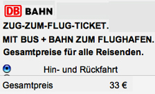 Deutsche Bahn Zug-zum-Flug-Ticket GŸnstige / Billige ermŠ§igte Fahrkarte zum Flughafen