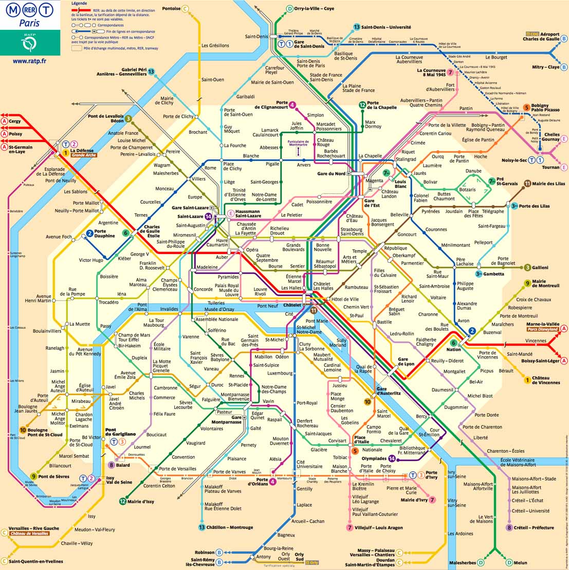 Paris-Metro-Karte-Plan Map Verbindungen
